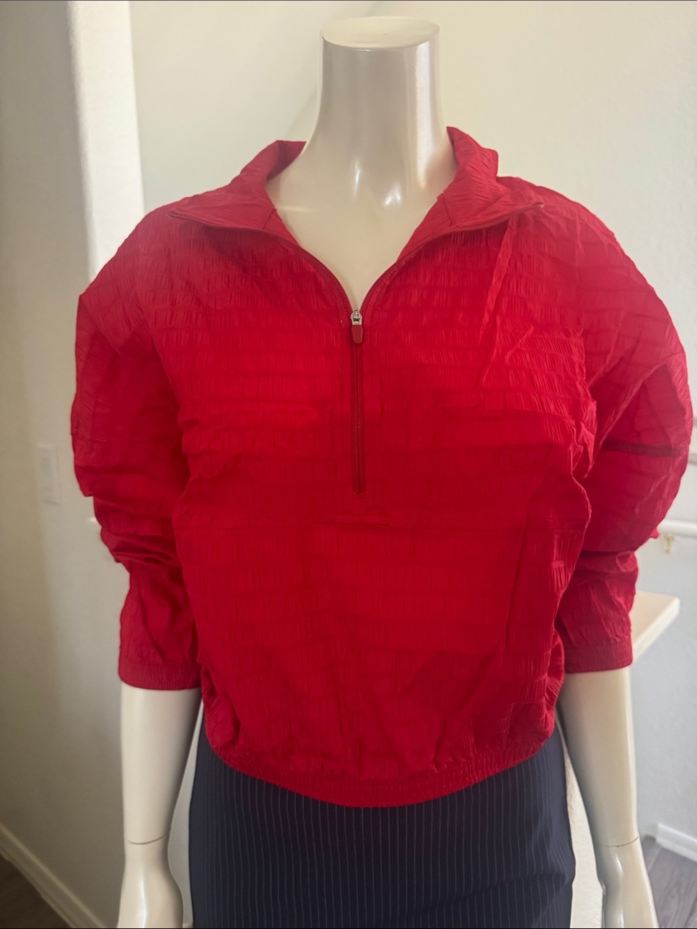 SPANX Red Textured Cropped Top
